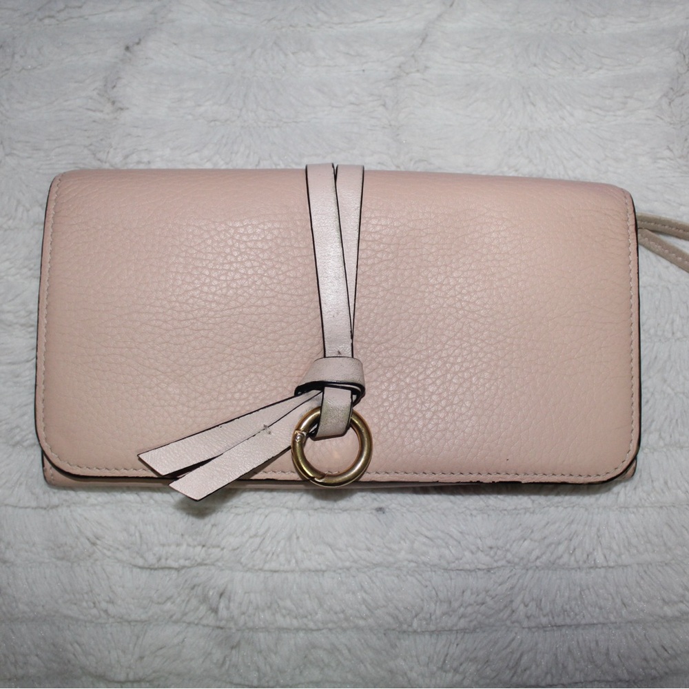 Chloe Blush Leather Clutch with Gold Accent